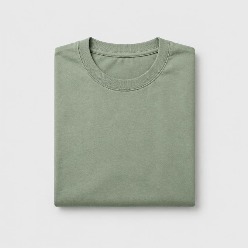 Sage green T-shirt in illustrative customer order